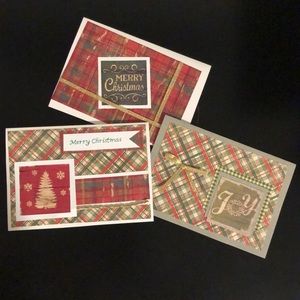 Set of 3 Plaid Christmas Cards